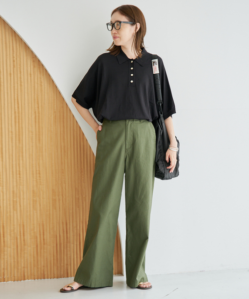 SLOBE IENA(スローブイエナ)の「ワイドシルエットニットポロシャツ(ニット/セーター・レディース・ブラウン/ブラック/ホワイト・FREE)」の14枚目の写真