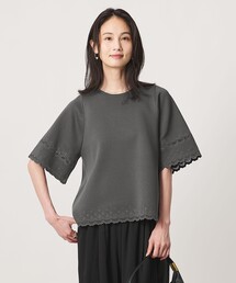 カットワーク スカラップ プルオーバー ニット ‐ウォッシャブル‐