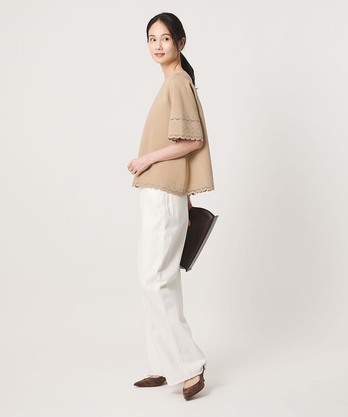 UNITED ARROWS(ユナイテッドアローズ)の「カットワーク スカラップ プルオーバー ニット ‐ウォッシャブル‐(ニット/セーター・レディース・ブラック/ベージュ/ダークグレー・FREE)」の6枚目の写真
