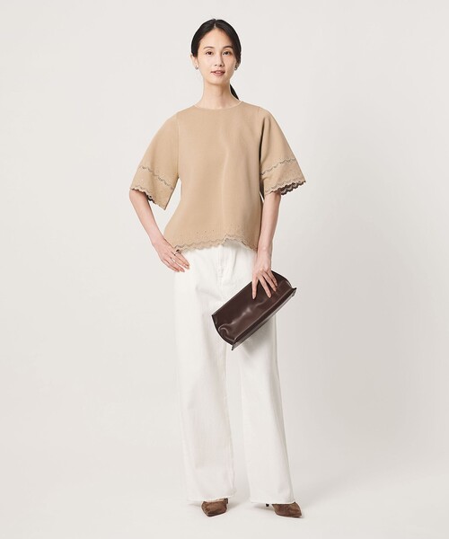 UNITED ARROWS(ユナイテッドアローズ)の「カットワーク スカラップ プルオーバー ニット ‐ウォッシャブル‐(ニット/セーター・レディース・ブラック/ベージュ/ダークグレー・FREE)」の7枚目の写真