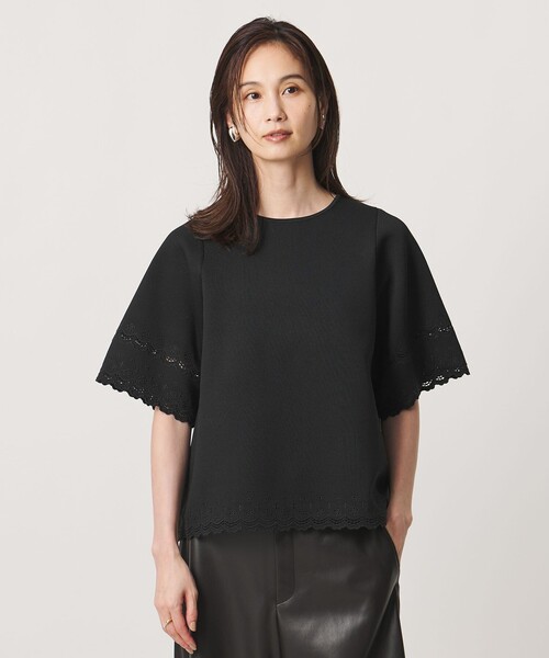 UNITED ARROWS(ユナイテッドアローズ)の「カットワーク スカラップ プルオーバー ニット ‐ウォッシャブル‐(ニット/セーター・レディース・ブラック/ベージュ/ダークグレー・FREE)」の8枚目の写真