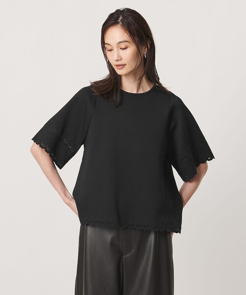 UNITED ARROWS(ユナイテッドアローズ)の「カットワーク スカラップ プルオーバー ニット ‐ウォッシャブル‐(ニット/セーター・レディース・ブラック/ベージュ/ダークグレー・FREE)」の9枚目の写真
