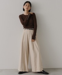 裾折り返しワイドチノパンツ