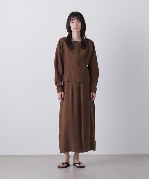 YLEVE(イレーヴ)の「YLEVE / RAYON-POLYESTER BROAD SKIRT(スカート・レディース・ブラウン/ブラック/ホワイト・1/0/2)」の1枚目の写真
