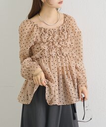 長袖ふわふわシャーリングチュニック