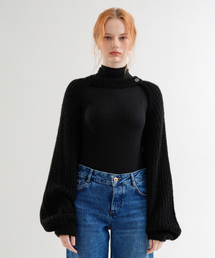 Mohair Bolero Knit Cardigan (Black)