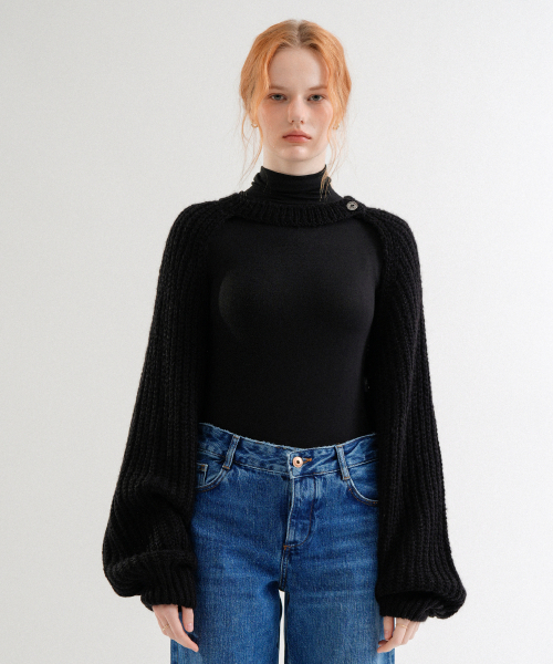VLETI(ブレッティ)の「Mohair Bolero Knit Cardigan (Black)(カーディガン/ボレロ・レディース・ブラック・FREE)」の1枚目の写真