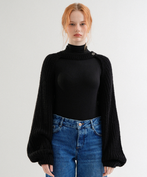 VLETI(ブレッティ)の「Mohair Bolero Knit Cardigan (Black)(カーディガン/ボレロ・レディース・ブラック・FREE)」の2枚目の写真