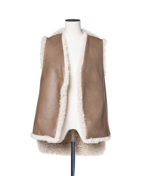 muller of yoshiokubo(ミュラーオブヨシオクボ)の「muller of yoshiokubo ミュラーオブヨシオクボ / SKIN VEST ファー×ヴィーガンレザーリバーシブルベスト / MLF26703(ベスト・レディース・ブラウン/ブラック・FREE)」の13枚目の写真