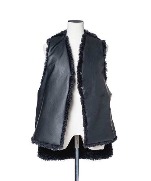 muller of yoshiokubo(ミュラーオブヨシオクボ)の「muller of yoshiokubo ミュラーオブヨシオクボ / SKIN VEST ファー×ヴィーガンレザーリバーシブルベスト / MLF26703(ベスト・レディース・ブラウン/ブラック・FREE)」の16枚目の写真