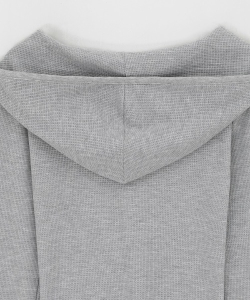 BLACKUP（ブラックアップ）の「[B-BASIC] ワッフルスリムヘンリーネックフードT（Tシャツ/カットソー・レディース・ネイビー/ホワイト系・FREE）」の5枚目の写真