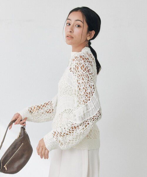 RIVE DROITE（リヴドロワ）の「【WEB限定】スラブヤーン刺繍ニット（ニット/セーター・レディース・ブラック/オフホワイト・FREE）」の20枚目の写真