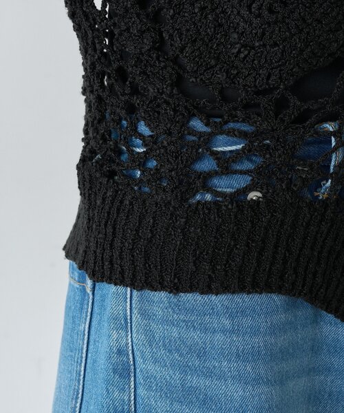RIVE DROITE（リヴドロワ）の「【WEB限定】スラブヤーン刺繍ニット（ニット/セーター・レディース・ブラック/オフホワイト・FREE）」の4枚目の写真