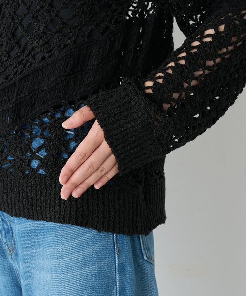 RIVE DROITE（リヴドロワ）の「【WEB限定】スラブヤーン刺繍ニット（ニット/セーター・レディース・ブラック/オフホワイト・FREE）」の5枚目の写真