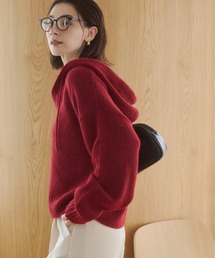 モヘアタッチ フード付き スキッパーニット / 長袖 / 秋服 / 冬服