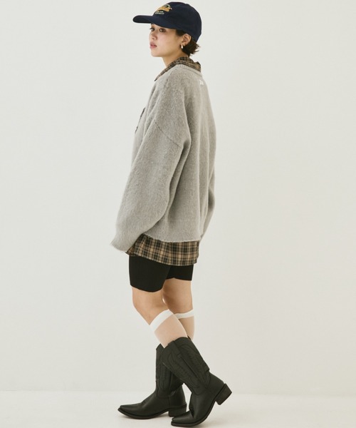 MIRROR STOKE（ミラーストーク）の「【ZOZO限定】MS LOGO KNIT/ミラーストークロゴニット（ニット/セーター・レディース・ブラック/オフホワイト/グレー・MEDIUM）」の17枚目の写真