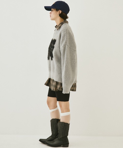 MIRROR STOKE（ミラーストーク）の「【ZOZO限定】MS LOGO KNIT/ミラーストークロゴニット（ニット/セーター・レディース・ブラック/オフホワイト/グレー・MEDIUM）」の15枚目の写真
