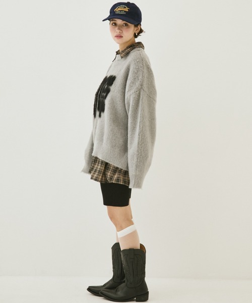 MIRROR STOKE（ミラーストーク）の「【ZOZO限定】MS LOGO KNIT/ミラーストークロゴニット（ニット/セーター・レディース・ブラック/オフホワイト/グレー・MEDIUM）」の16枚目の写真