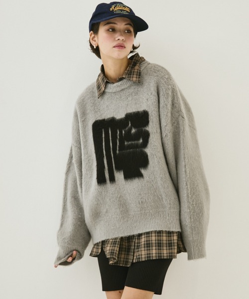 MIRROR STOKE（ミラーストーク）の「【ZOZO限定】MS LOGO KNIT/ミラーストークロゴニット（ニット/セーター・レディース・ブラック/オフホワイト/グレー・MEDIUM）」の22枚目の写真