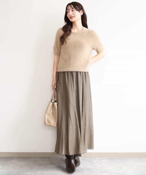 MK MICHEL KLEIN（エムケーミッシェルクラン）の「[洗える]シアーストライプスカート（スカート・レディース・ブラウン/ベージュ・38）」の8枚目の写真