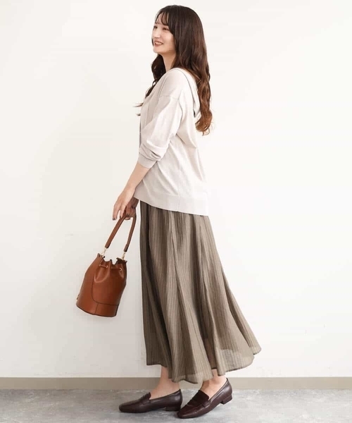 MK MICHEL KLEIN（エムケーミッシェルクラン）の「[洗える]シアーストライプスカート（スカート・レディース・ブラウン/ベージュ・38）」の16枚目の写真