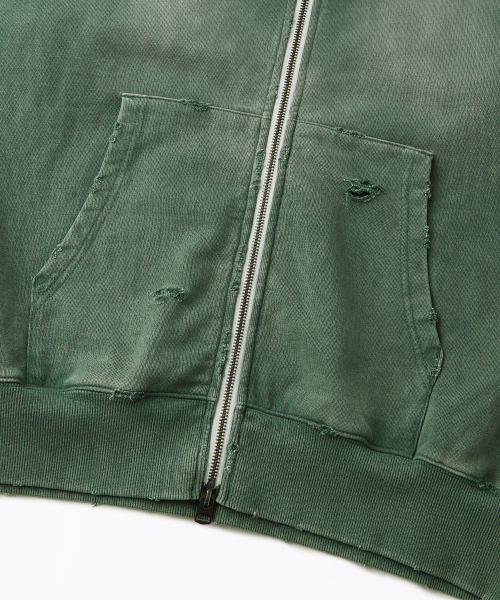 OUTSTANDING(アウトスタンディング)の「VINTAGE WASHING HOOD ZIP SWEAT_VINTAGE GREEN(パーカー・メンズ・その他・MEDIUM/LARGE/X-LARGE)」の5枚目の写真