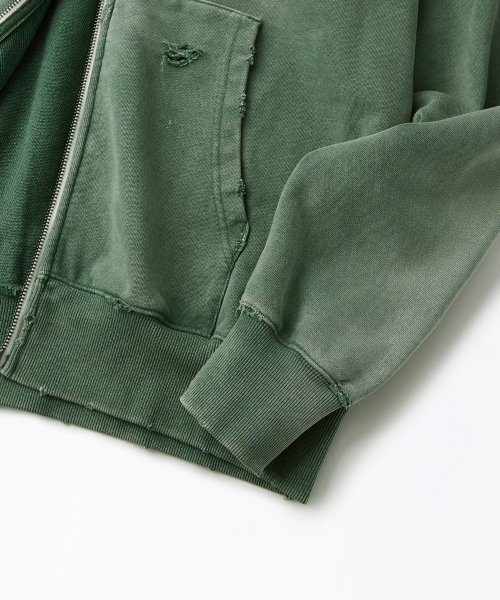 OUTSTANDING(アウトスタンディング)の「VINTAGE WASHING HOOD ZIP SWEAT_VINTAGE GREEN(パーカー・メンズ・その他・MEDIUM/LARGE/X-LARGE)」の6枚目の写真