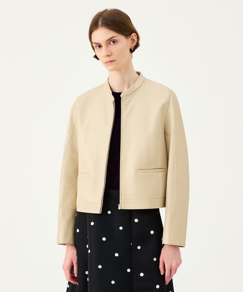BALLSEY(ボールジィ)の「ラムレザー ジップアップブルゾン(ブルゾン・レディース・ブラック/ライトベージュ・38/36)」の4枚目の写真