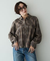 チェック柄バルーンシャツ