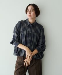 チェック柄バルーンシャツ