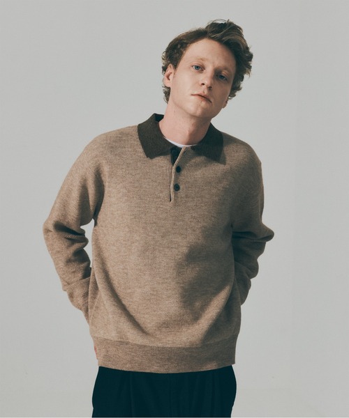 MILITARY(ミリタリー)の「【MAISON CLUB】Bi-Color Knit Polo Shirt / バイカラーニットポロシャツ SNF(ポロシャツ・メンズ・ネイビー/アイボリー・M/L)」の1枚目の写真