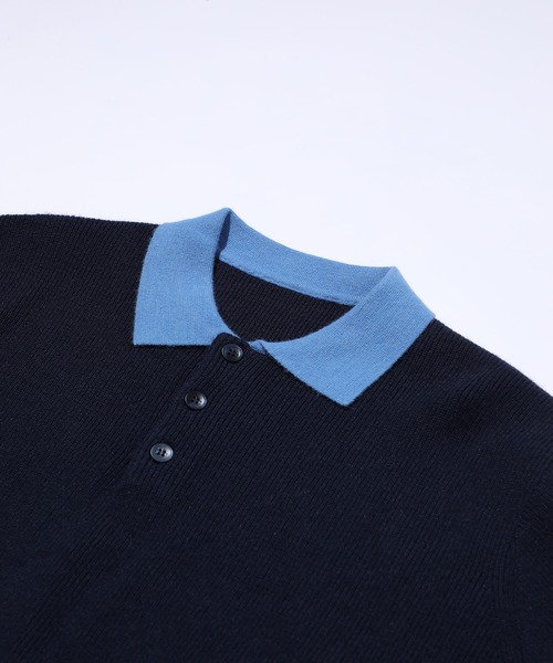 MILITARY(ミリタリー)の「【MAISON CLUB】Bi-Color Knit Polo Shirt / バイカラーニットポロシャツ SNF(ポロシャツ・メンズ・ネイビー/アイボリー・M/L)」の21枚目の写真