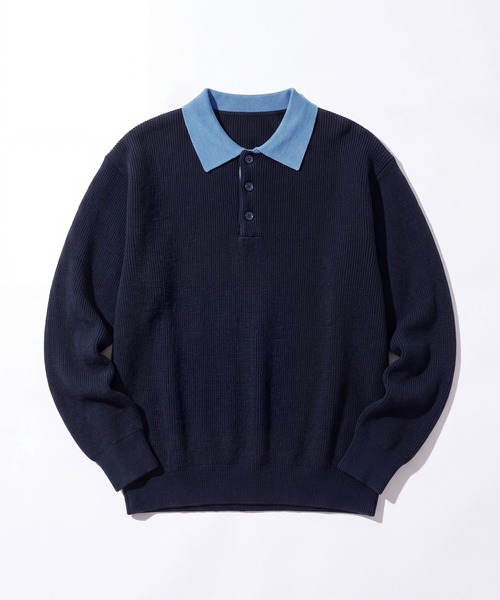 MILITARY(ミリタリー)の「【MAISON CLUB】Bi-Color Knit Polo Shirt / バイカラーニットポロシャツ SNF(ポロシャツ・メンズ・ネイビー/アイボリー・M/L)」の20枚目の写真