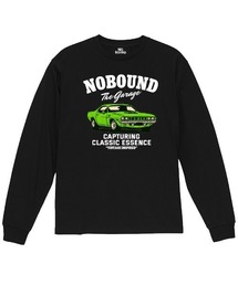 NOBOUND(ノーバウンド) 長袖Tシャツ クラシックカーイラスト プリント レギュラーシルエット ロンT トップス カットソー レディース