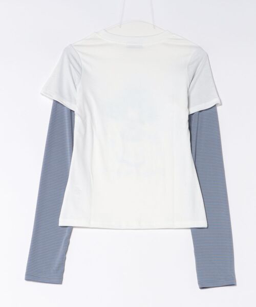 SPINNS(スピンズ)の「レイヤード風長袖カットソー/ボーダー/アスキーアート/ドリームコア(Tシャツ/カットソー・レディース・オフホワイト/チャコール・ONESIZE)」の11枚目の写真