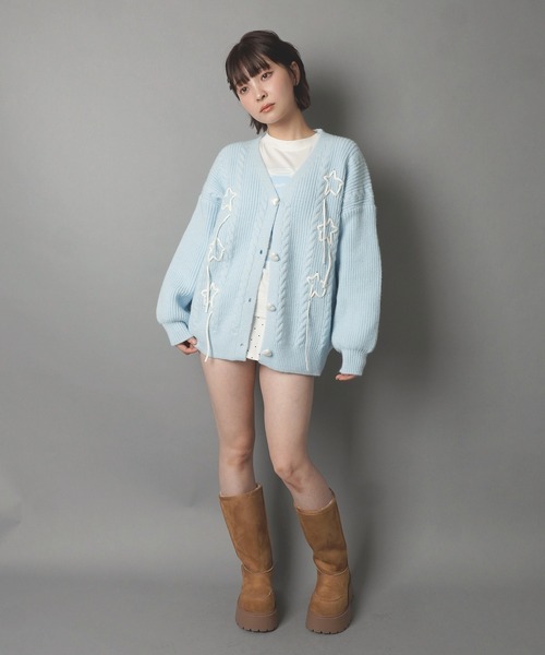 SPINNS(スピンズ)の「レイヤード風長袖カットソー/ボーダー/アスキーアート/ドリームコア(Tシャツ/カットソー・レディース・オフホワイト/チャコール・ONESIZE)」の14枚目の写真