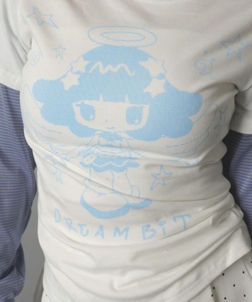 SPINNS(スピンズ)の「レイヤード風長袖カットソー/ボーダー/アスキーアート/ドリームコア(Tシャツ/カットソー・レディース・オフホワイト/チャコール・ONESIZE)」の13枚目の写真
