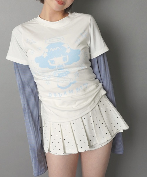 SPINNS(スピンズ)の「レイヤード風長袖カットソー/ボーダー/アスキーアート/ドリームコア(Tシャツ/カットソー・レディース・オフホワイト/チャコール・ONESIZE)」の15枚目の写真
