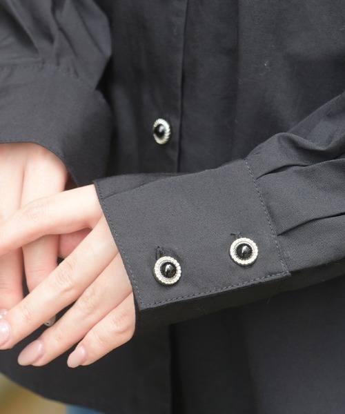 axes femme(アクシーズファム)の「セーラーカラーロングシャツ(シャツ/ブラウス・レディース・ブラック/ホワイト・FREE)」の6枚目の写真