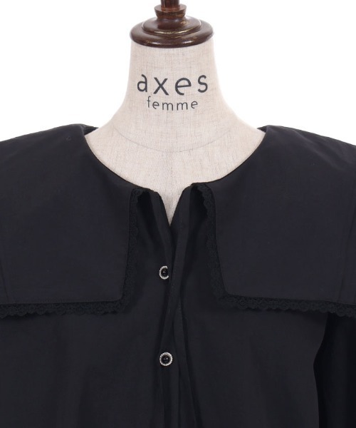 axes femme(アクシーズファム)の「セーラーカラーロングシャツ(シャツ/ブラウス・レディース・ブラック/ホワイト・FREE)」の17枚目の写真