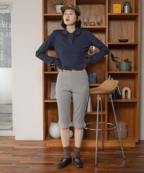 HEILIS(ヘイリス)の「【Original】フリルポロ長袖カットソー / 長袖カットソー ポロシャツ ポロトップス 襟付きトップス 丸襟 フリル フリルトップス コンパクト丈 ショート丈 長袖トップス カジュアル ガーリー 無地トップス レイヤード 春服 秋服 冬服 韓国 ポロシャツ カットソー(ポロシャツ・レディース・ホワイト/グレー/ネイビー/ブラック・FREE)」の19枚目の写真