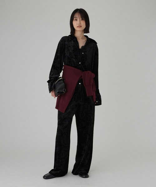 BABYLONE（バビロン）の「ベロアジャージパンツ＜セットアップ対応＞[手洗い可]（その他パンツ・レディース・ブラック/グレイッシュベージュ・フリー）」の13枚目の写真