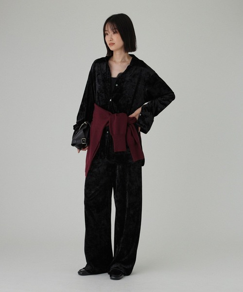 BABYLONE（バビロン）の「ベロアジャージパンツ＜セットアップ対応＞[手洗い可]（その他パンツ・レディース・ブラック/グレイッシュベージュ・フリー）」の14枚目の写真