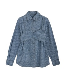 Ameri（アメリ）の「BUSTIER SET OVER DENIM HICKORY SHIRT（Tシャツ/カットソー）」