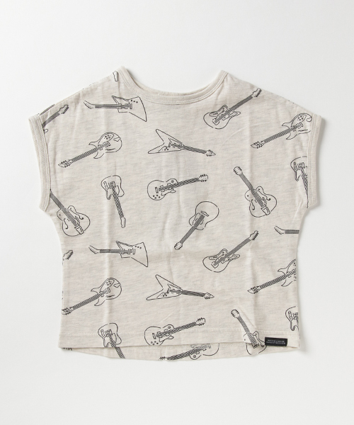 GROOVY COLORS（グルービーカラーズ）の「ギタープリント総柄Tシャツ（Tシャツ/カットソー・キッズ・チャコールグレー/アイボリー・110/130/100/120/90/140）」の2枚目の写真