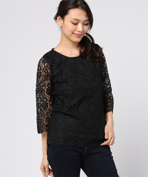 Pierrot | 七分袖 ワイドスリーブ レースブラウス(シャツ/ブラウス)