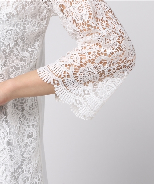 Pierrot（ピエロ）の「七分袖 ワイドスリーブ レースブラウス（シャツ/ブラウス・レディース・ホワイト/ブラック・M）」の7枚目の写真