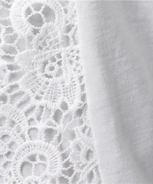 Pierrot（ピエロ）の「七分袖 ワイドスリーブ レースブラウス（シャツ/ブラウス・レディース・ホワイト/ブラック・M）」の9枚目の写真