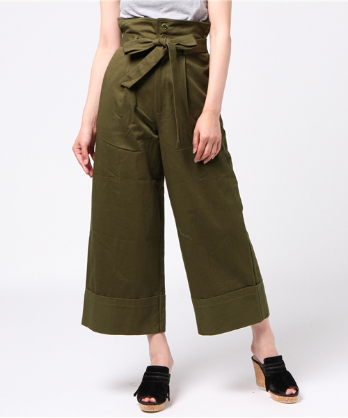 archives（アルシーヴ）の「ハイウエストワイドパンツ（チノパンツ・レディース・キャメル/オフホワイト/カーキ・MEDIUM）」の2枚目の写真