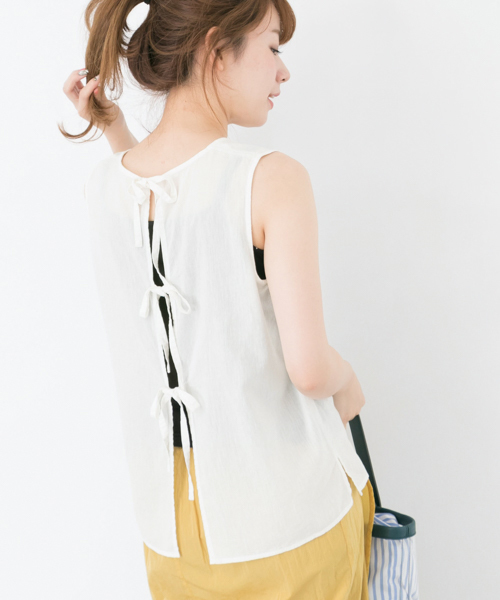 URBAN RESEARCH（アーバンリサーチ）の「フィラフィーバックリボンブラウス（シャツ/ブラウス・レディース・ベージュ/ピンク系その他/オフホワイト・FREE）」の5枚目の写真